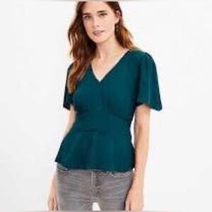 LOFT Green V-Neck Blouse